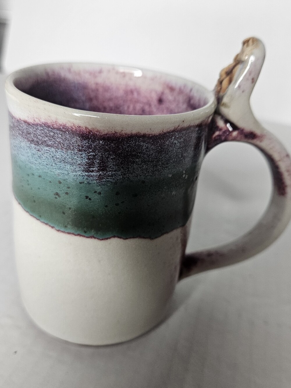 Handcrafted Ceramic Mug in Purple and Teal - Artisan Home Art